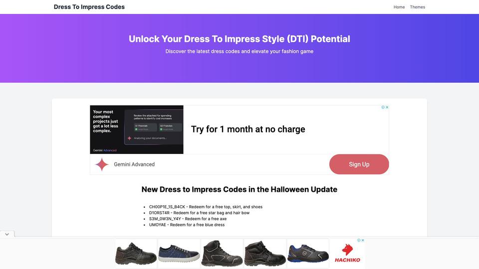 Free Dress To Impress Codes AI Tool image