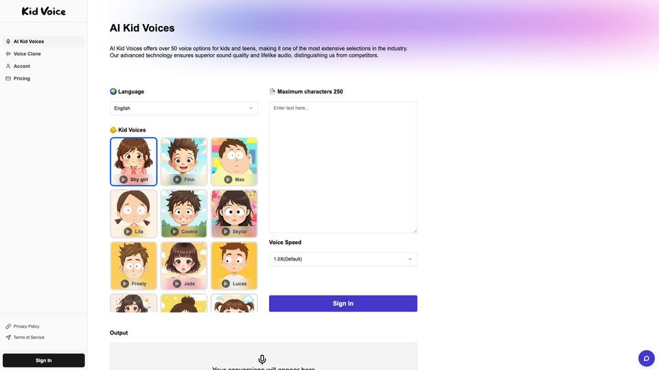 Free Kid Voices AI AI Tool image