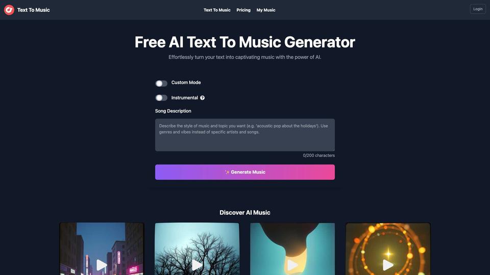 Free Text to Music AI Tool image