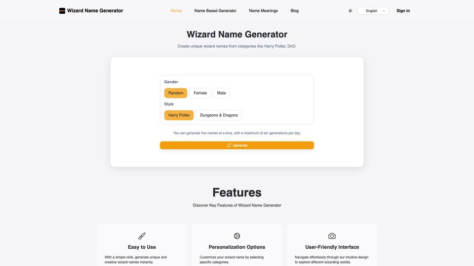 Free Wizard Name Generator AI Tool image